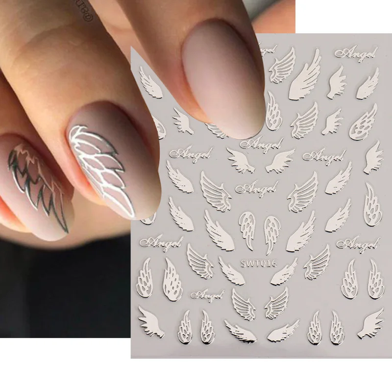 Simple operation manicure patches metallic heart feather decorative stickers