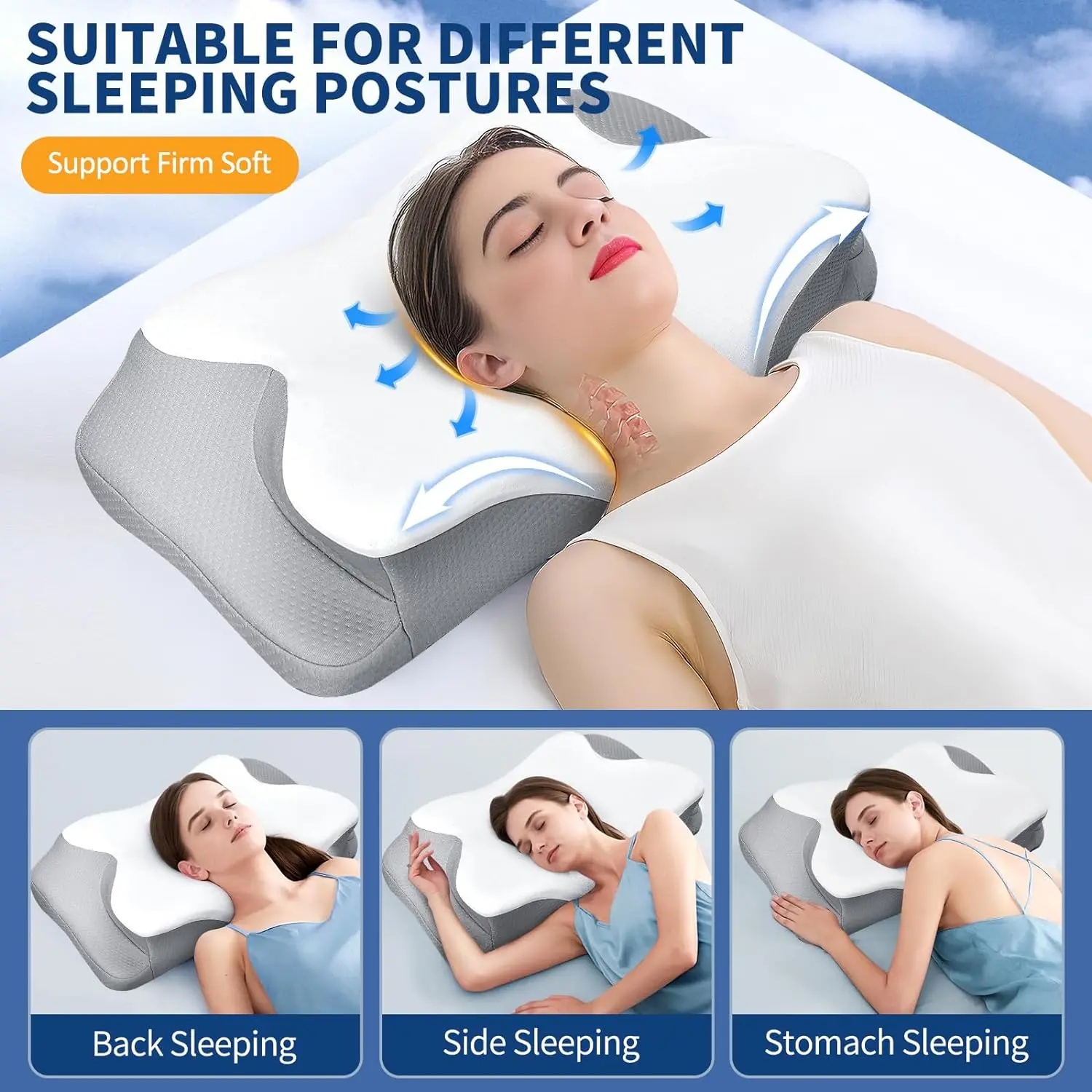 Cervical Pillow for Neck  Shoulder Pain Relief Sleeping Ergonomic Memory Foam Pillow Orthopedic Neck Support Pillows