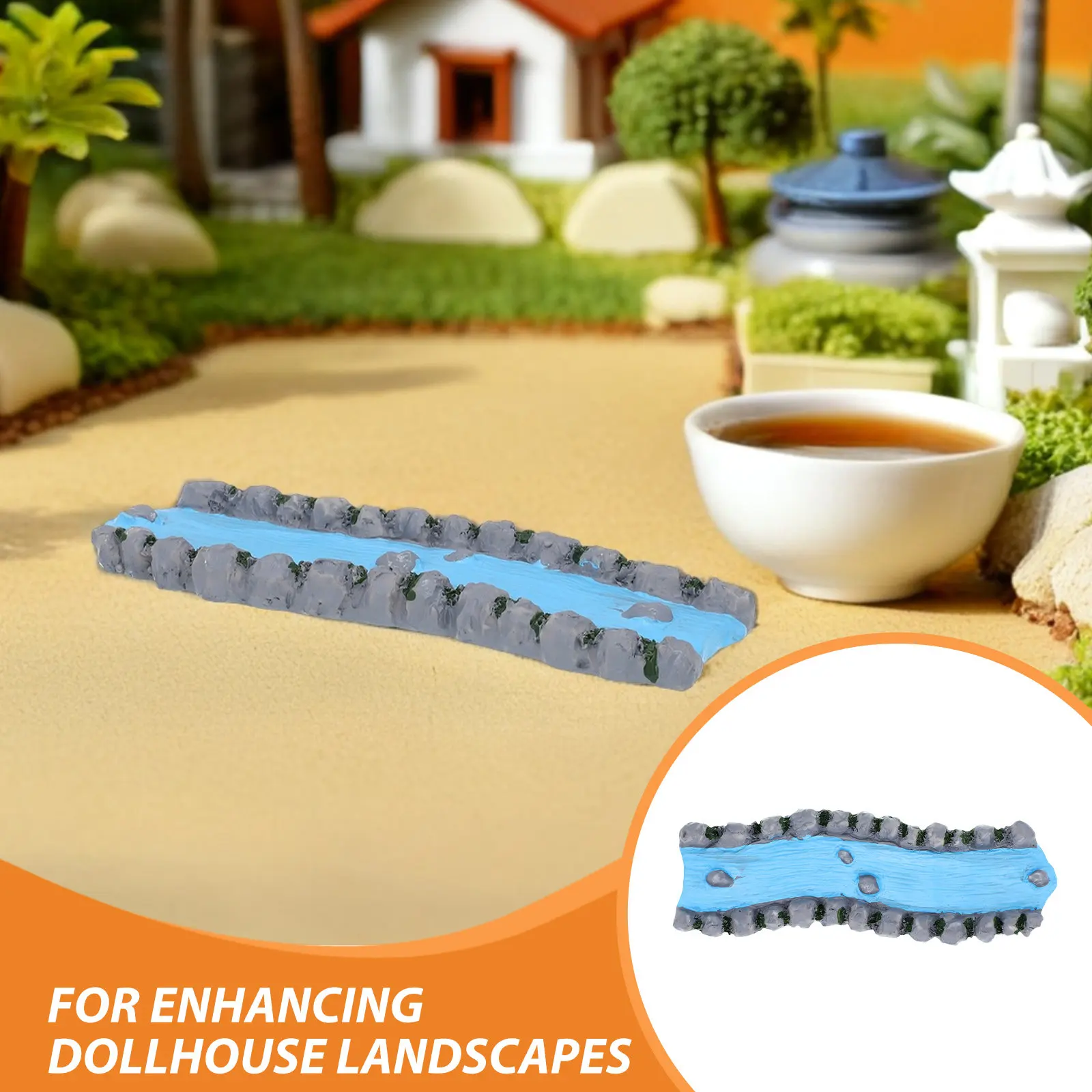4Pcs Resin Miniature Creek Landscape Ornaments Tiny River Decoration Fairy Garden Sand Table Accessory Miniature Garden River