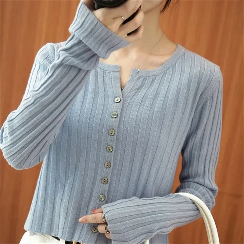 Cardigan Female Clothing Jersey Blouses Women's Coat Spring 2024 Long Sleeve Top Korean Fashion Jumper Knitted Sweater Outwear