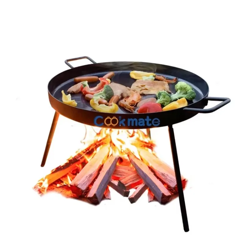 

Campfire Cooking Stand BBQ Grill Fry Pan with Removable Feet Adjustable Height with Charcoal for Outdoor Picnic Cookware Party