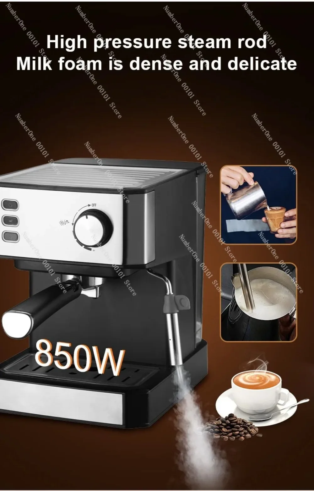 Home espresso machine office steam milk frother semi-automatic all-in-one