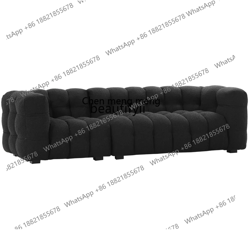 

Modern Creative Designer Model Nordic Retro Style Simple Lambswool Black Living Room Three-Seat Sofa
