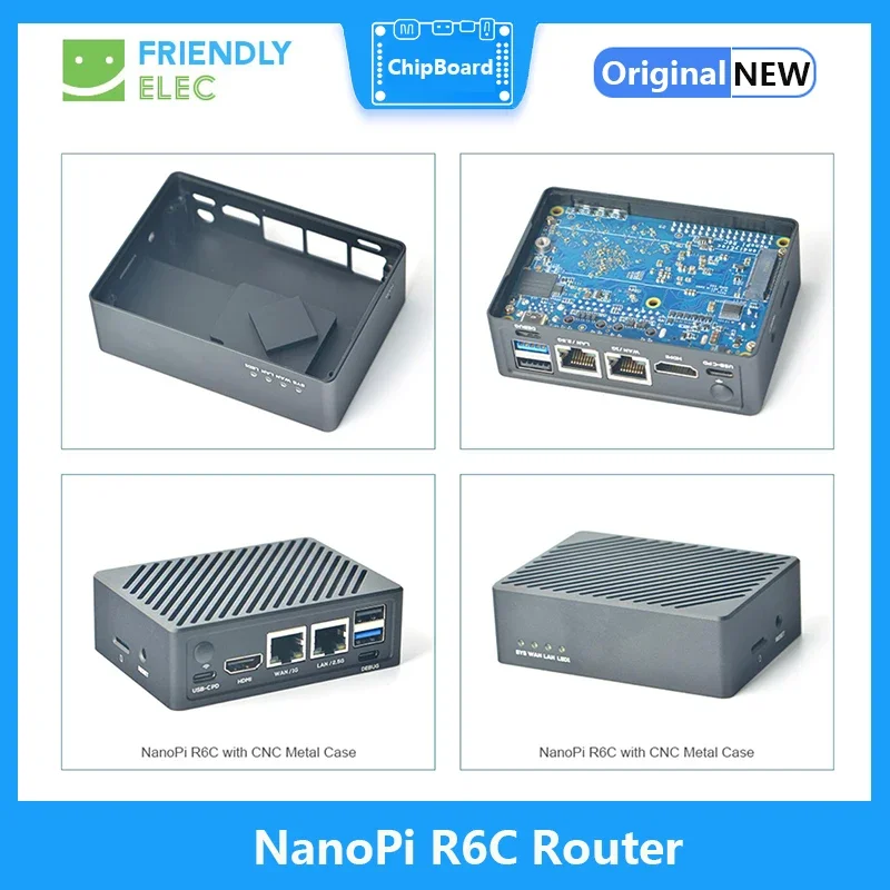 Router NanoPi R6C 4GB/8GB RAM 32GB eMMC Rockchip RK3588S A76 A55 Dual 2.5G Ethernet Mendukung HDMI2 Linux/Openwrt/Debian/Ubuntu