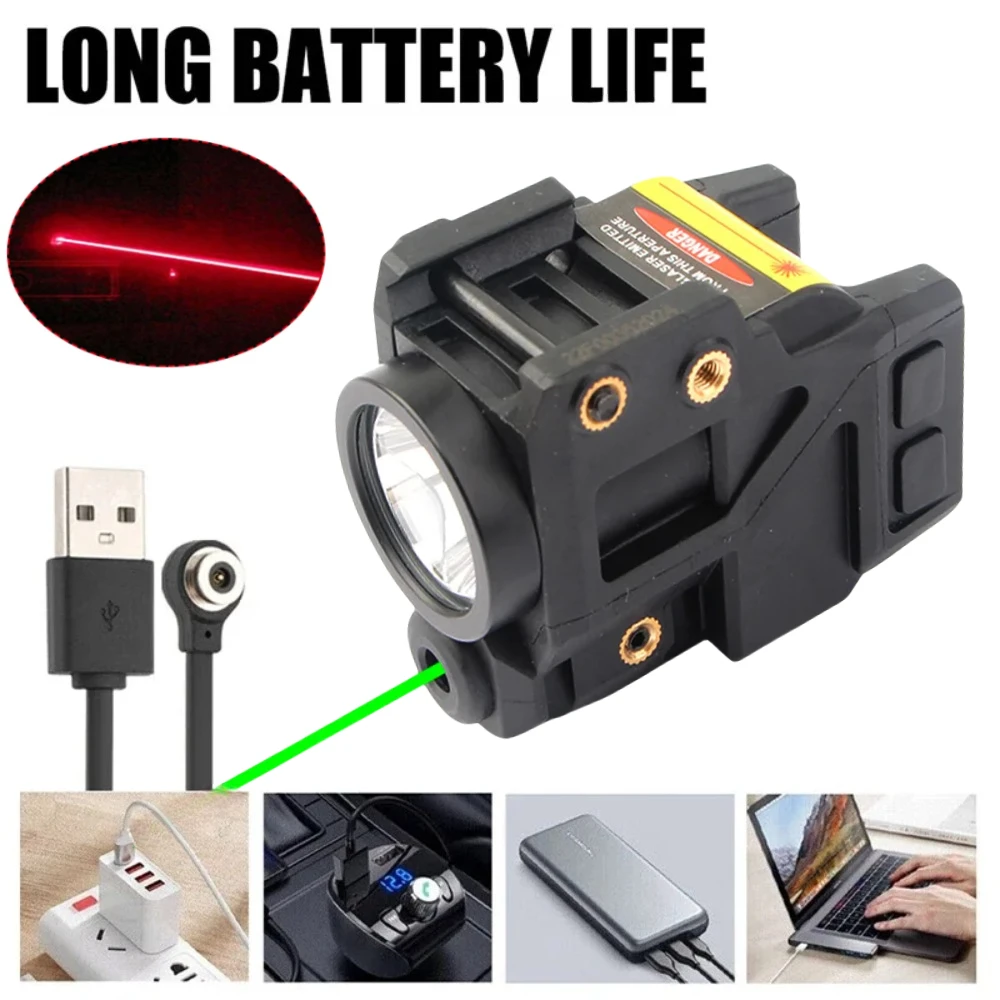 500 لومينز التكتيكية مصباح ليد جيب كومبو سلاح مصباح ليد أحمر أخضر نقطة البصر صالح 20 مللي متر السكك الحديدية ل غلوك الشعلة في الهواء الطلق #1