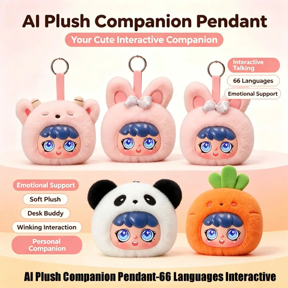 66 Languages Interactive AI Plush Companion Pendant Interactive Talking Emotional Support Plush AI Cat Plush Cute Design