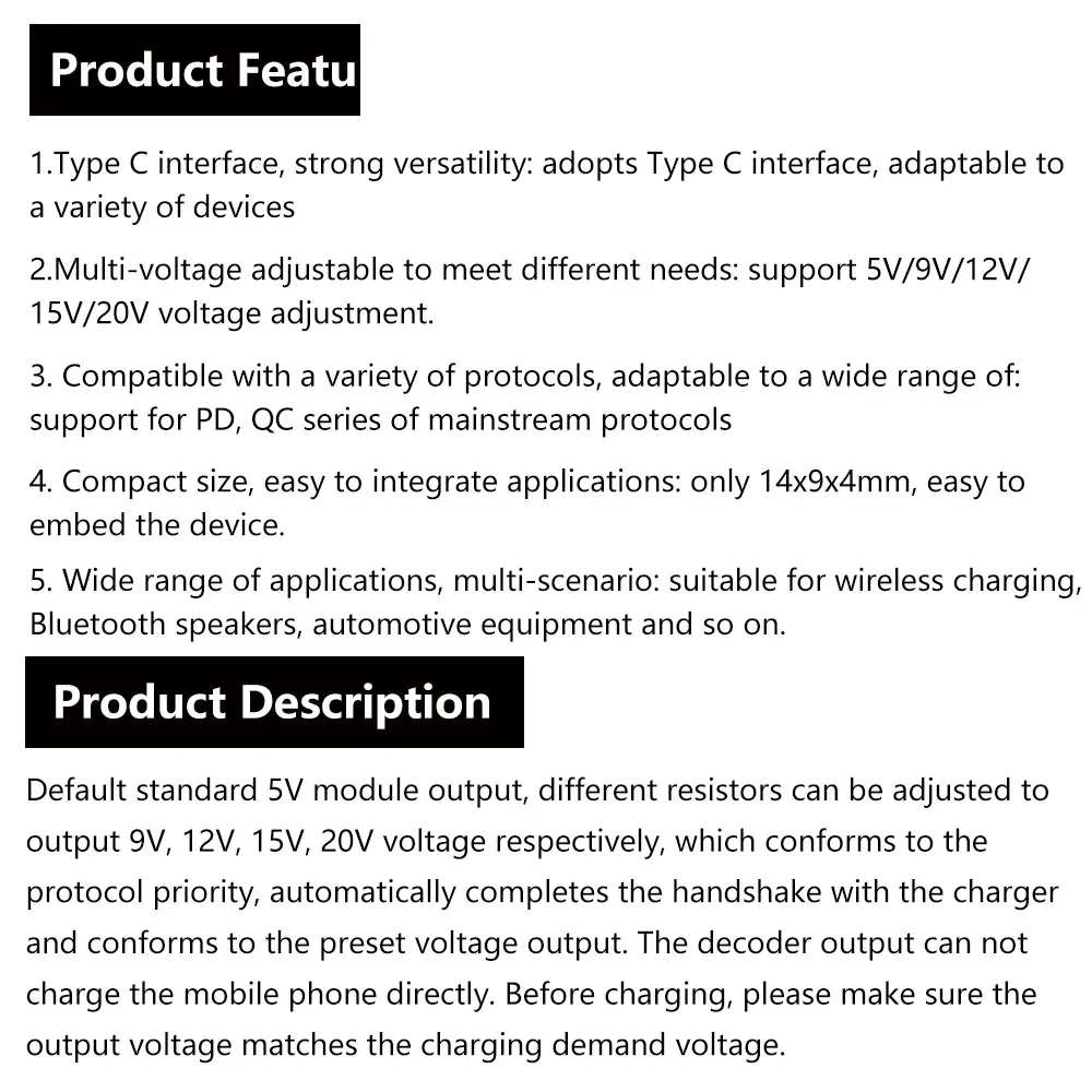 5A Schnelllade-Modul USB Typ-C PD Decoy QC PD3.1 Spannungsauslöser-Adapter 5V 9V 12V 15V 20V Spannungsauslöser PD zu DC – Detail 15