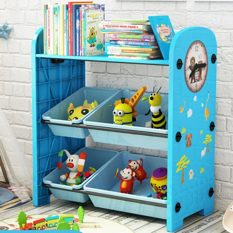 Cartoon Toy Organizer Living Room Storage Multi-functional Book Locker Large Multi-layer Basket Storage Unit Playroom Organizer