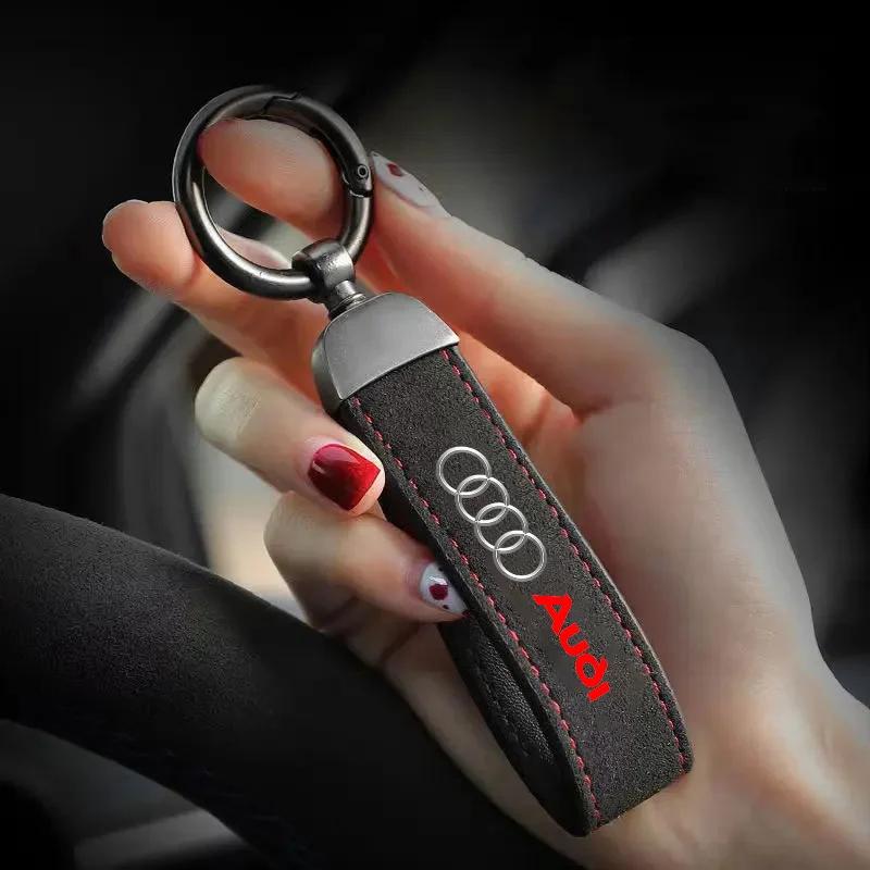 

Suede Leather Car Keychain Pendant Key Ring Chain Hanging Gift For Audi A3 A4 B5 B6 B8 A3 8P 8V 8L A5 A6 C6 C5 A1 A7 A8 Q2 Q3 TT