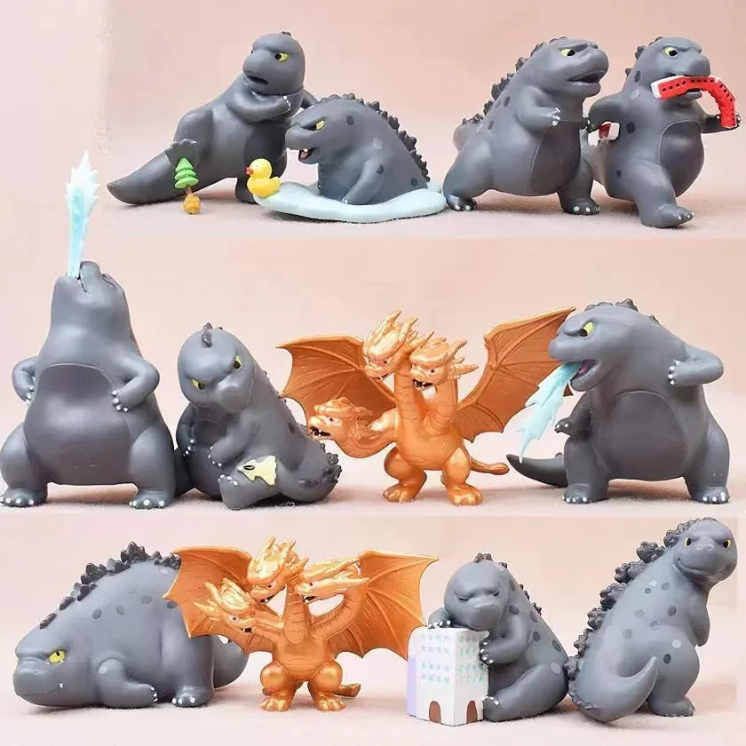 Godzilla King Collection Godzilla Action Figures Ghidorah Q-version Anime Figures Collectible Children Toys Kids Birthday Gif