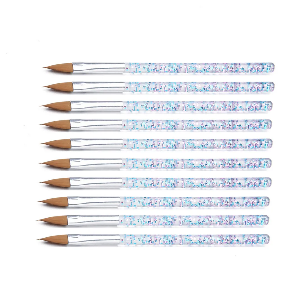 10Pcs Bright Glitter Nail Art Pen Brushes Professional Lightweight Nail Painting Brushes Manicure Tool for Home Salon Supplies