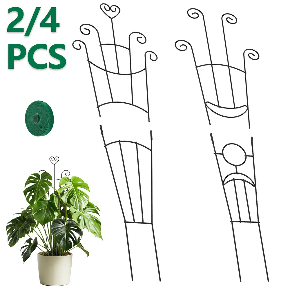 2/4Pcs Plants Support Metal Monstera Climbing Trellis with 1 Roll Ties Flower Pot Vine Plants Climbing Trellis Garden Accessory