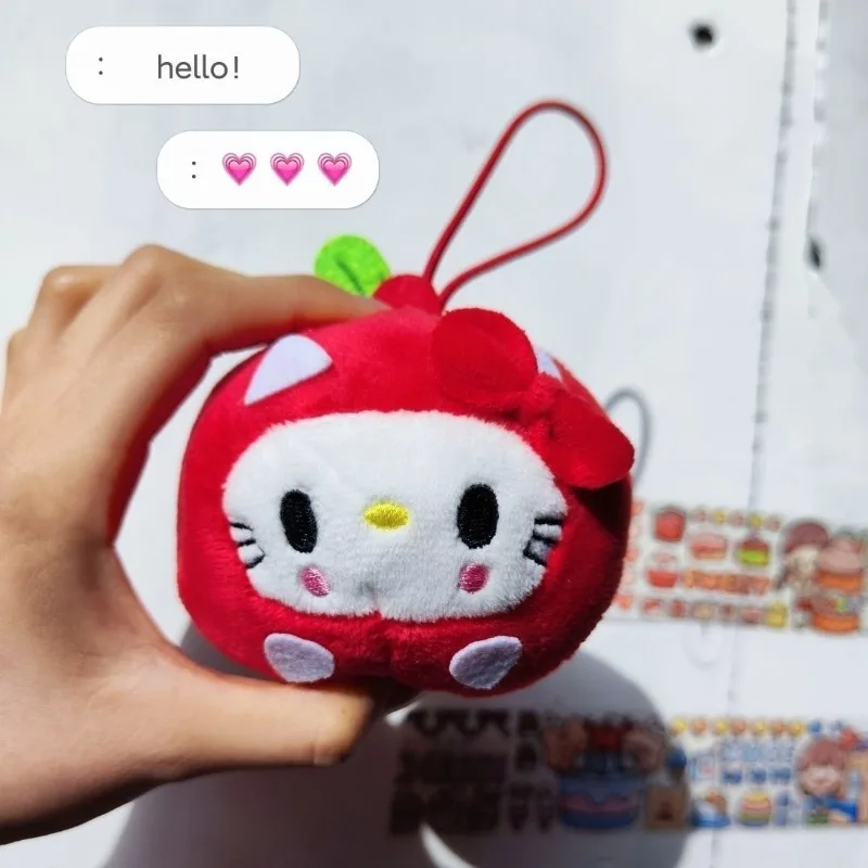 Hello Kitty Cute Apple KT Cat Pendant Small Doll Lucky Bag Pendant Children Student Mobile Phone Decoration Women Accessories