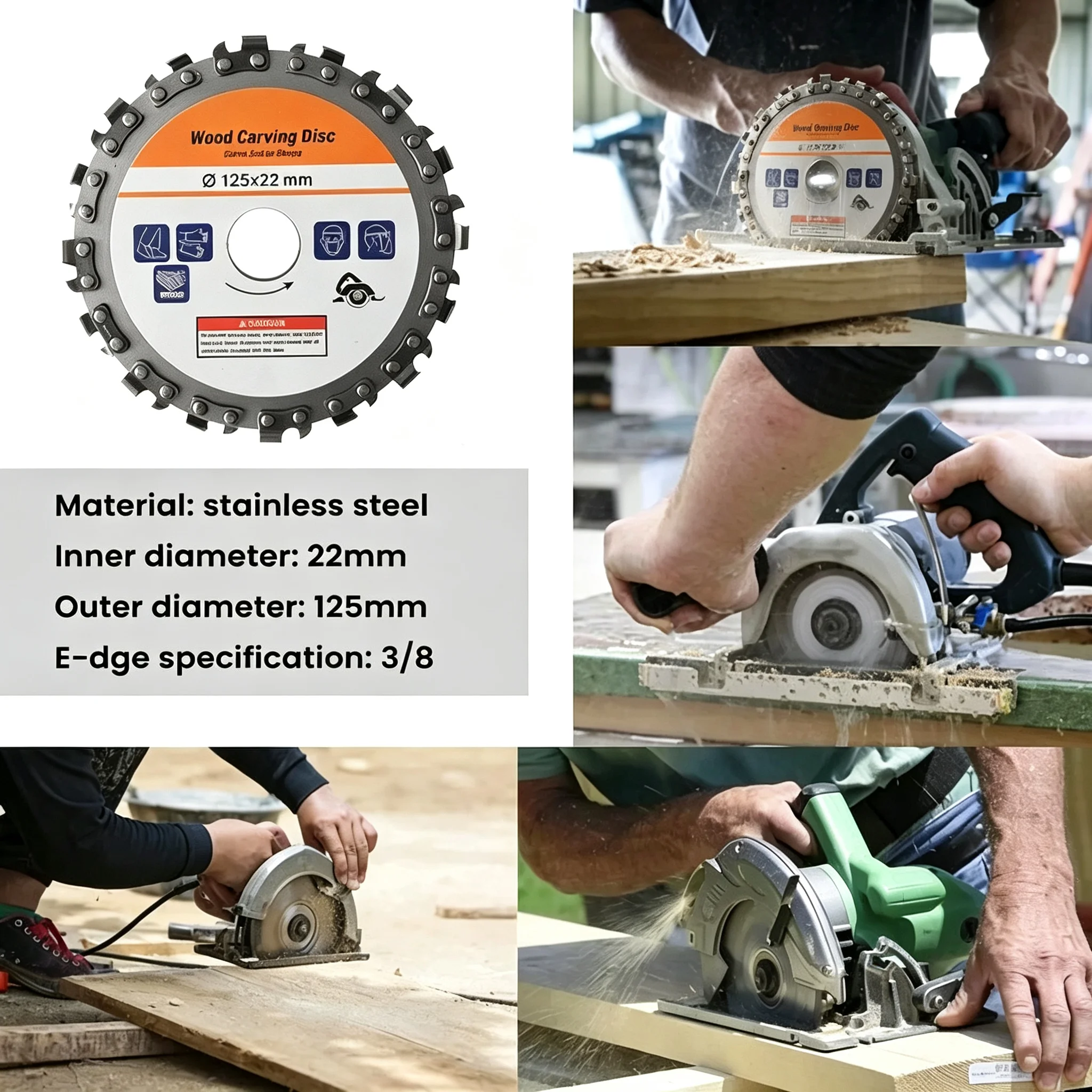 16 Tooth Integrated Chain Saw Blade Angle Grinder Grinding Woodworking Disc 125*22mm Grooving Machine Wood Carving Cutting Disc