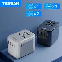 TESSAN Universal Worldwide All in One Charger Travel Power Plug Adapter with USB Type C Charging Ports for USA EU UK AU