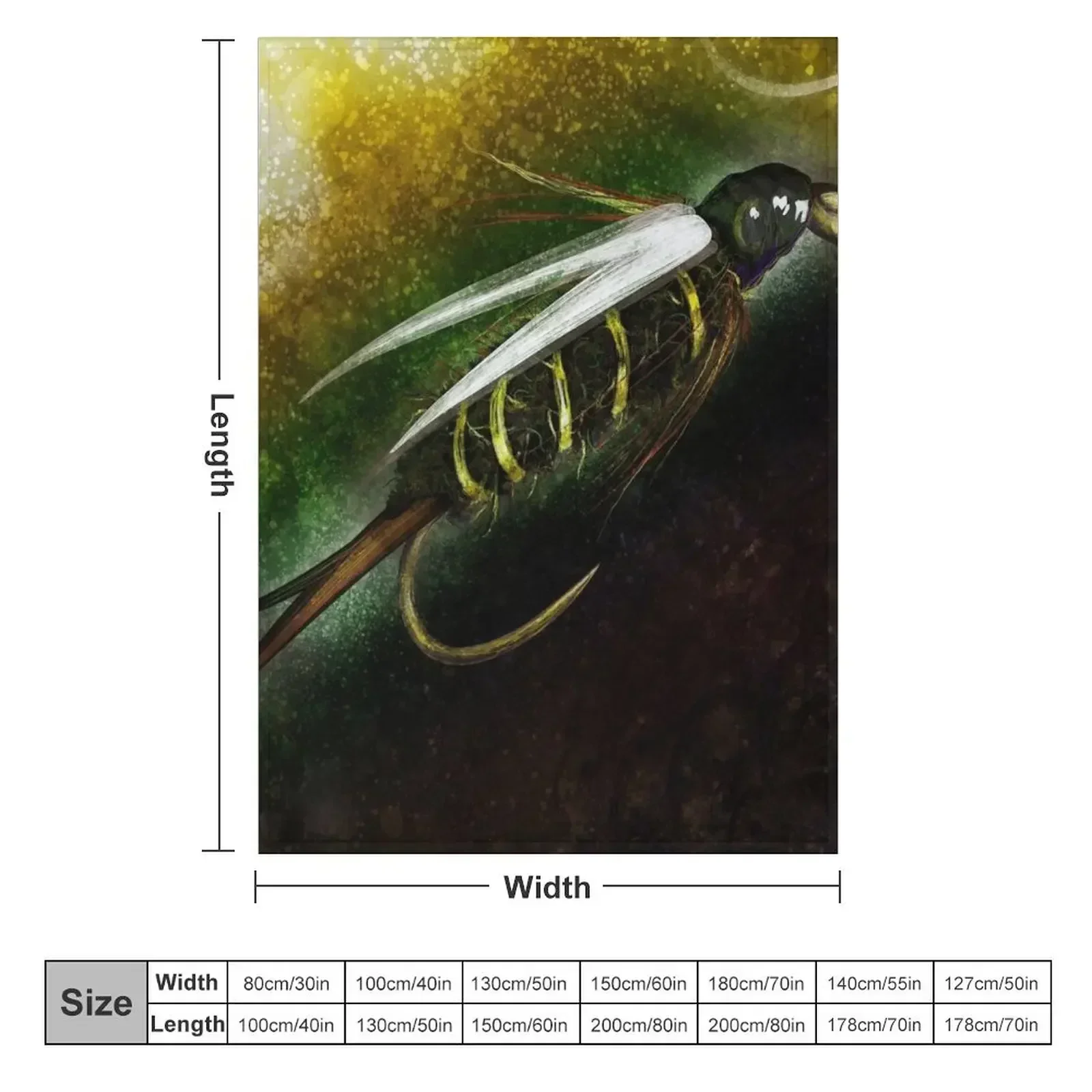 Prince Nymph Fly Fishing Illustration Throw Blanket couch cozy soft plush fuzzy picnic outdoor blanket