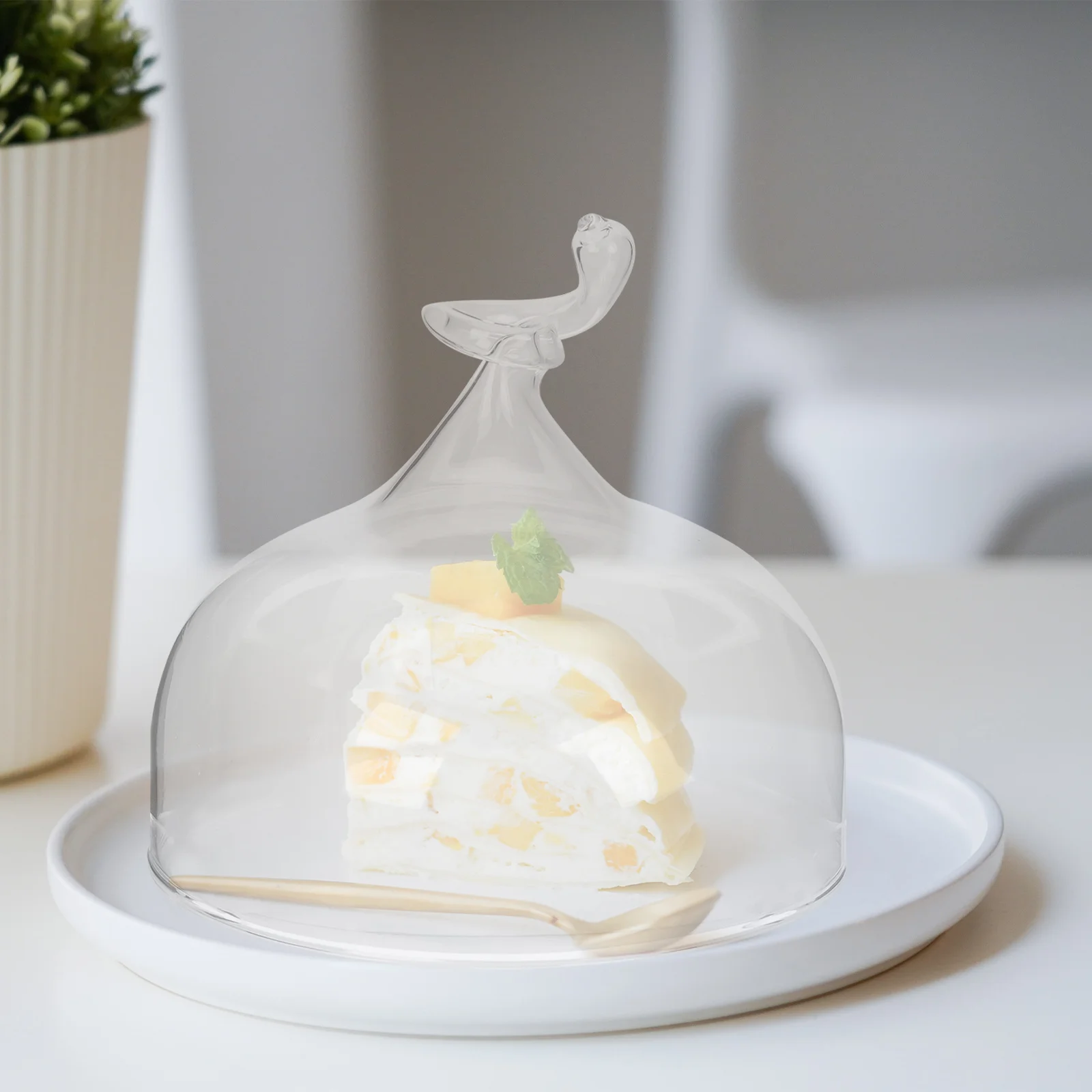 Clear Glass Cake Dome Transparent Dessert Cover Protective Food Display Dome for Kitchen Party Picnic Bbq Use Cake Bread Cover