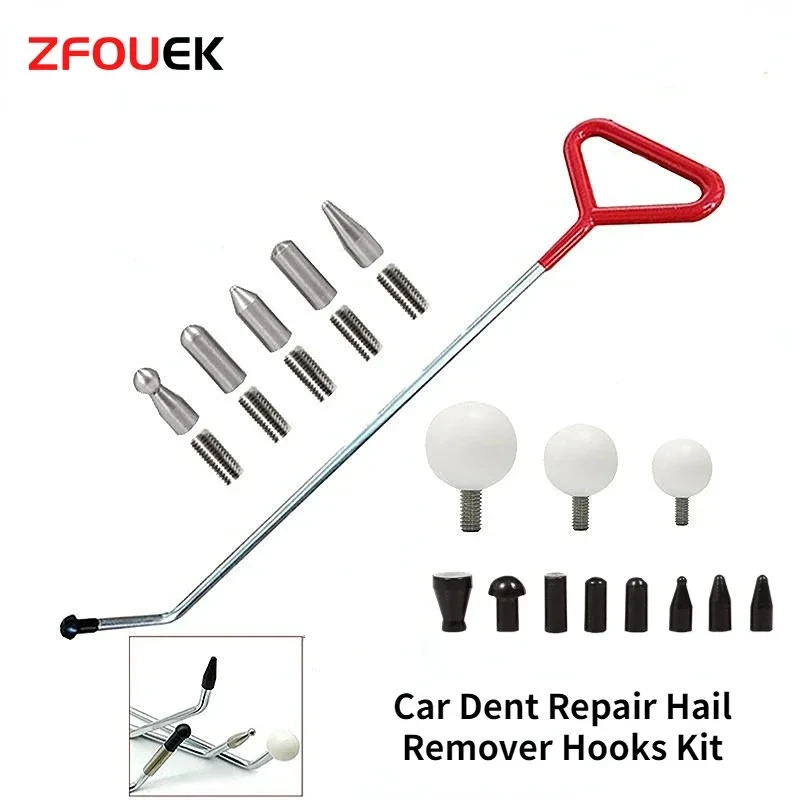 Hot Dent Removal Tool Car Dent Repair Hooks Stainless Steel Push Rods Auto Dent Removal Crowbar Kit For Cars Hail Damage Removal