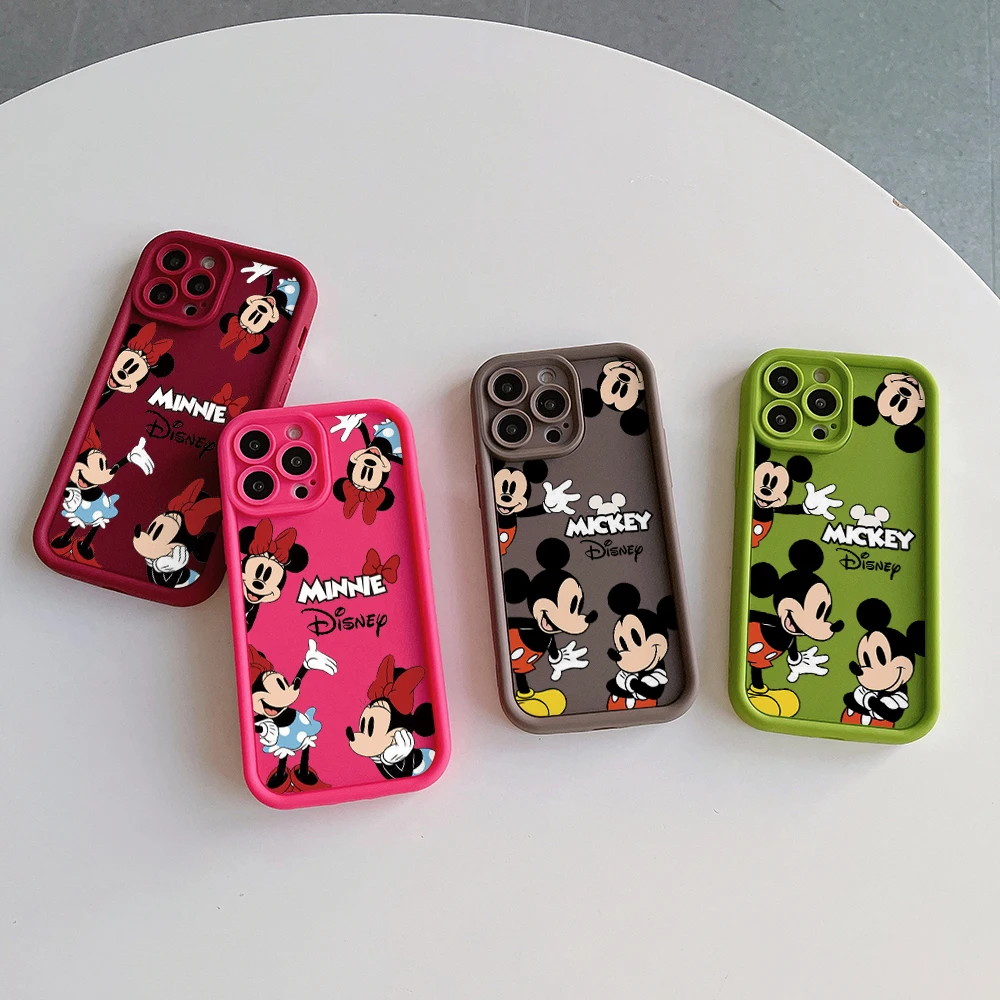 Disney Mickey Minnie Mouse Camera Protection Case For iPhone 15 14 13 12 11 Pro Max Mini XR XS X 7 8 Plus SE Soft TPU Back Cover