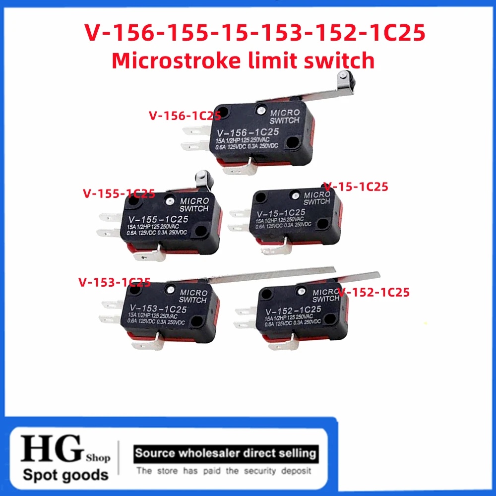 5 sztuk/partia mikroprzełącznik V-15 V-152 V-153-1C25 V-155 V-156-1C25 mały mikroprzełącznik krańcowy podróży — zdjęcie produktu 7