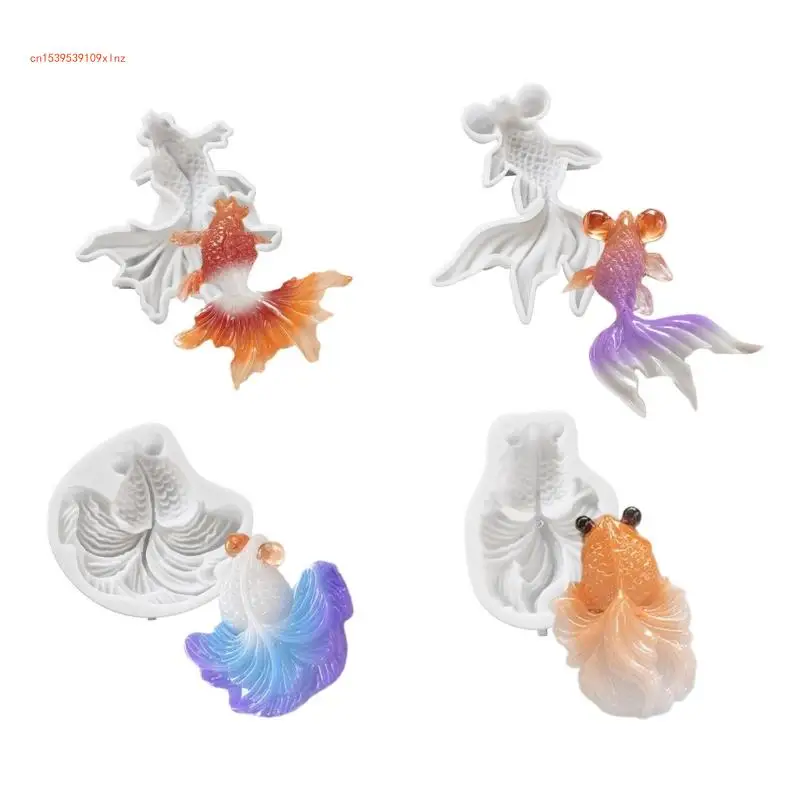 Kois Fish Shaped Pendant Silicone Mold Creative Gold Fish Keychain Mould Jewelry