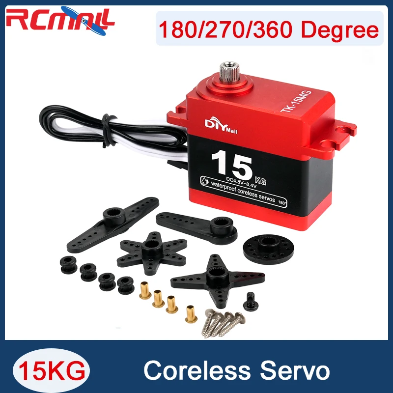 TK-15MG 15KG Digital Servo Coreless Motor Metal Gear 180/270/360 Degree 4.8-8.4V for RC Car Robot Aircraft Crawler Toy