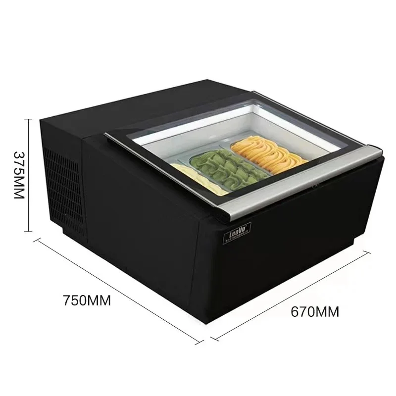 

Mini Countertop Freezer with Glass Door Gelato Showcase for Ice Cream Bar Cooler for Drinks Beer Cooling Counter Refrigerator
