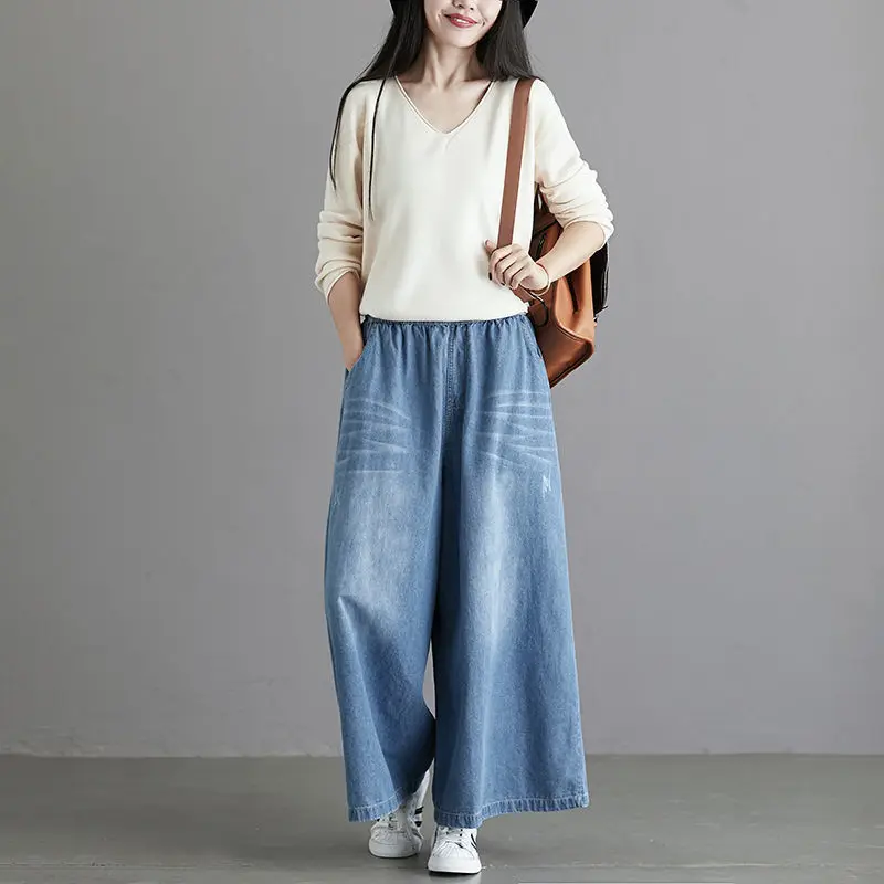 Mom Jeans Wide Leg Pant Women Pants High Waist Jean Baggy Clothes Korean Fashion Women\'s Clothing 2024 Streetwear Y2k Urban Warm