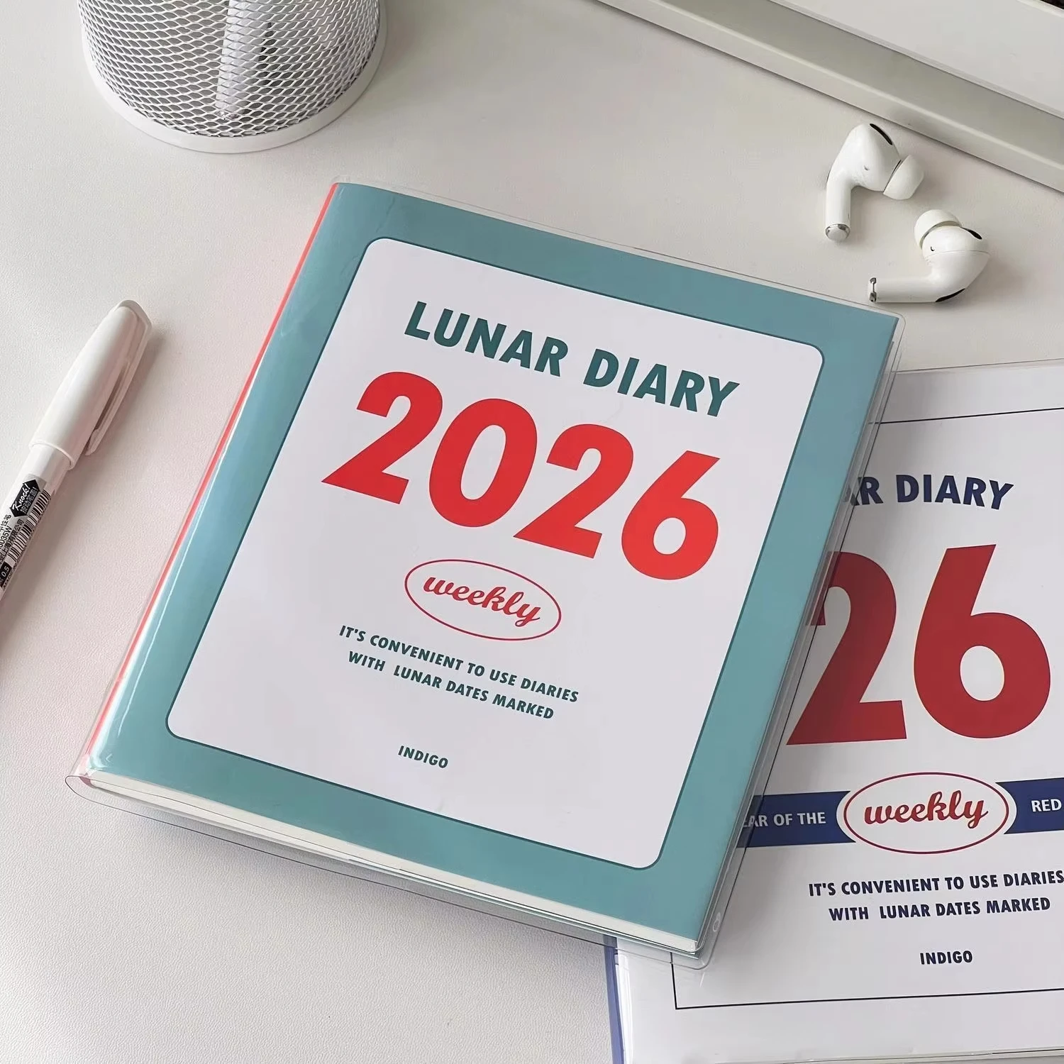 2026 جدول كتاب الطالب الخطط الأسبوعي الشهري الكورية دفتر ملاحظات بغلاف مُجلّد مذكرات مخطط القرطاسية لوازم الطلاب