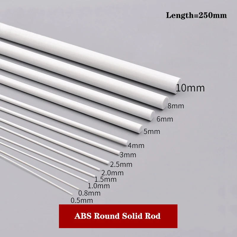 4-50pcs White ABS Round Solid Rod Plastic Welding Rods DIY House Sand Table Model Building Making Length=250mm