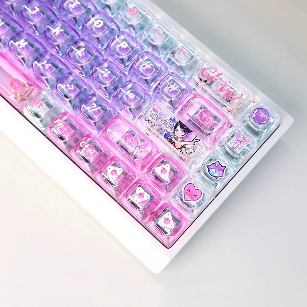 135 teclas/conjunto VALORANT Clove 2.0 Keycaps Flash Rosa PC Transparente Key Caps MOA Perfil Backlit Keycap Para 60/68/87/Made68