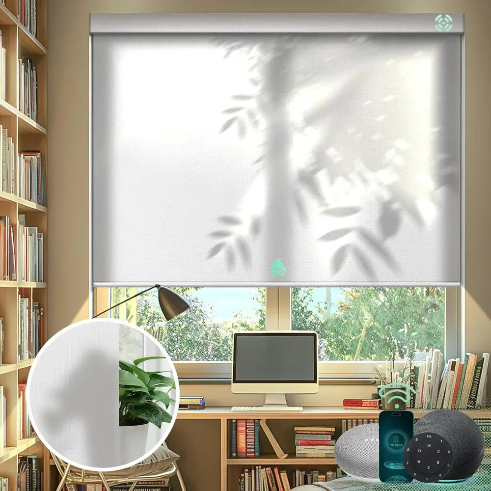 

Моторизованные жалюзи с пультом ДУ, светопропускающие умные жалюзи, совместимые с Alexa Home, автоматические рулонные шторы для окон в помещении