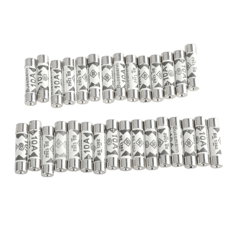 50JC 30pcs UK Standard 10A Ceramic Fuses High Sensitivity Fuses Electrical Fuses set for Domestic Plugs & Extension Leads