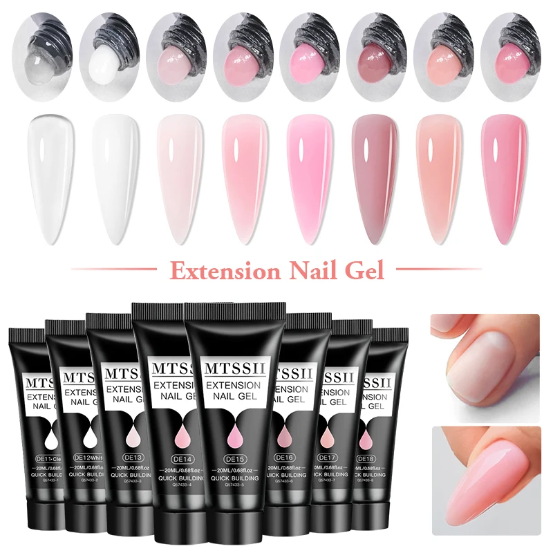 Gel acrílico transparente de 20 ml, color nude rosa, para extensión de uñas, gel de construcción rápida para uñas, esmalte de gel, polygel constructor.