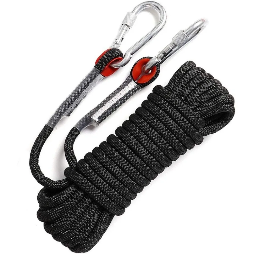 

Accessory Thickened 10mm Safety Life Rope Static with 2 Steel Hooks Static Rock Rope Paracord High Strength Survival Rope Hiking