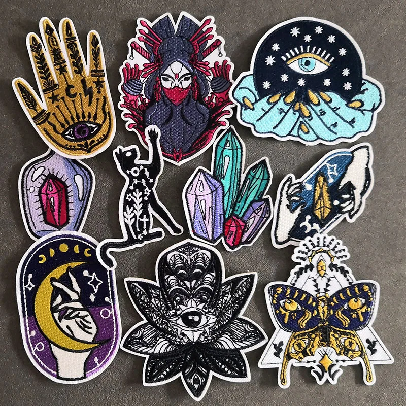 10Pcs/lot Punk Evil Eye Patches Iron on Clothes Badges Hippe Stirpes for Cloth Jacket Jeans DIY Applique Embroidered Stickers