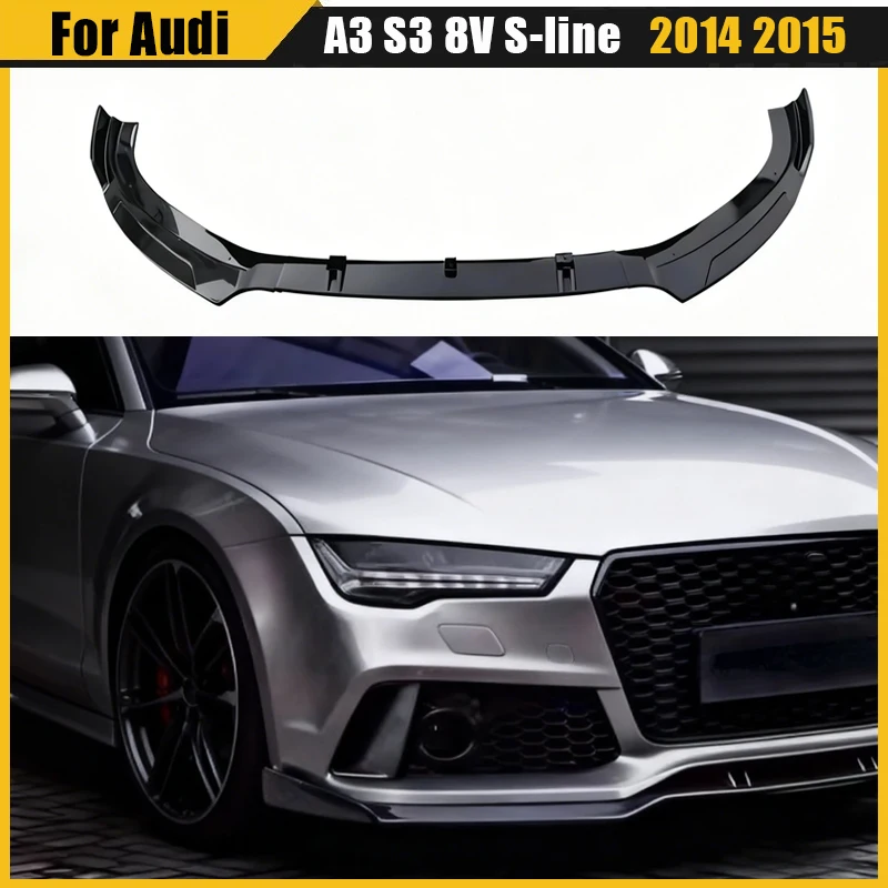 Para Audi A3 S3 8V s-line Sedan 2014 2015 3 uds divisor de parachoques delantero de coche difusor de labio alerón Protector cubierta Deflector labio