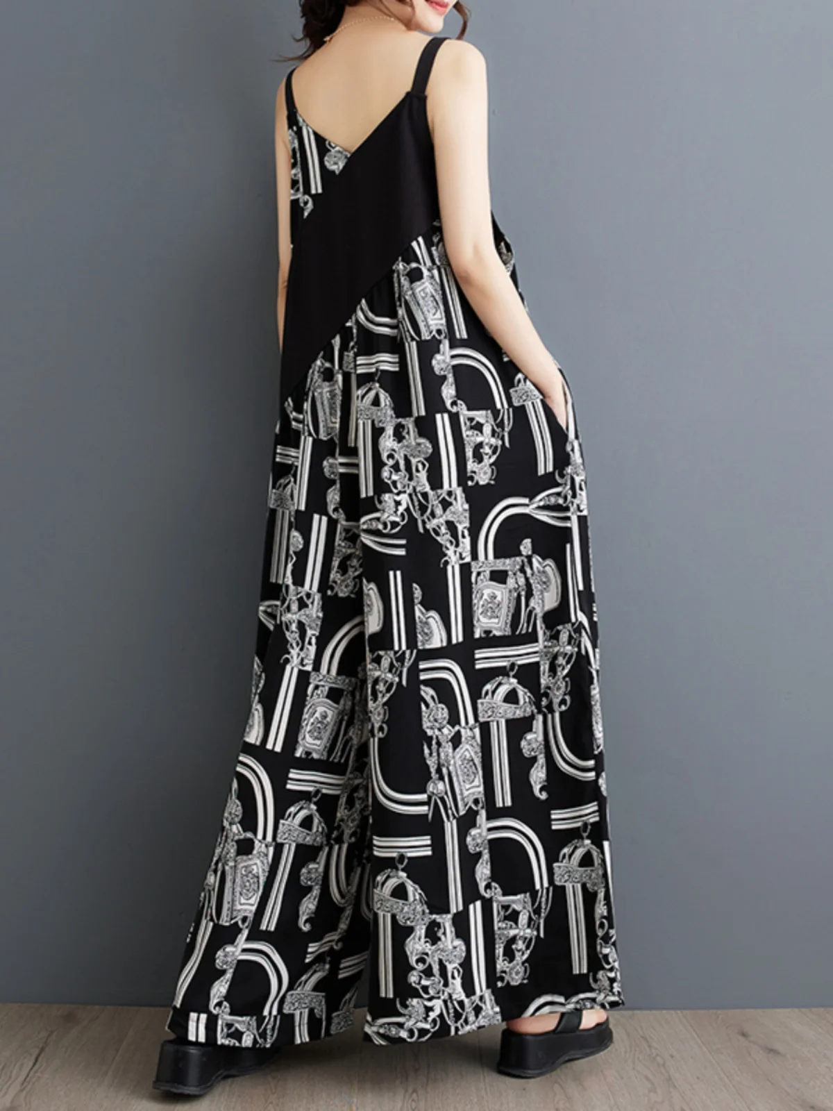 女性ストラップジャンプスーツ夏無地ワイドレッグパンツダンガリーよだれかけオーバーオールカジュアルルーズノースリーブコットンリネンジャンプスーツ Wh4