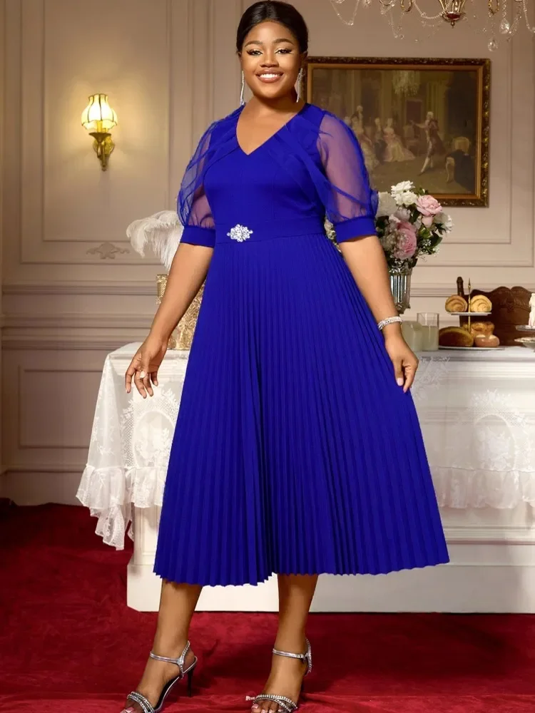 

African Dresses For Women Elegant Polyester Muslim Fashion Abayas Dashiki Robe Kaftan Long Midi Dress Africa 2025 Outfits