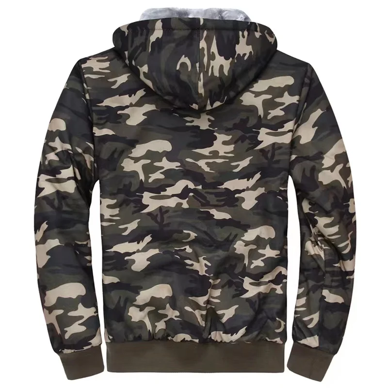 Men's Fleece-lined Camouflage Sweater M-5XL Autumn Winter Keep Warm Coats Men Fashion Clothing Thicken Vintage Jackets