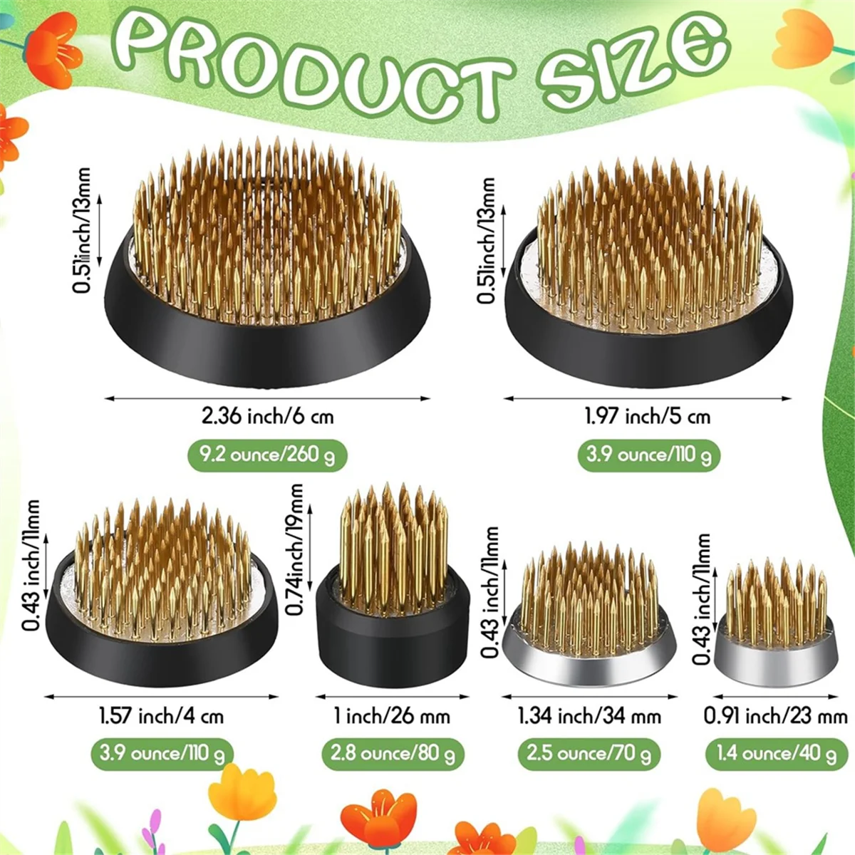 

B13C 6 шт., цветочные лягушки, круглые латунные цветочные лягушки, держатель для цветов, японская ваза для икебаны, Цветочный аранжировщик, фиксированные инструменты для цветов