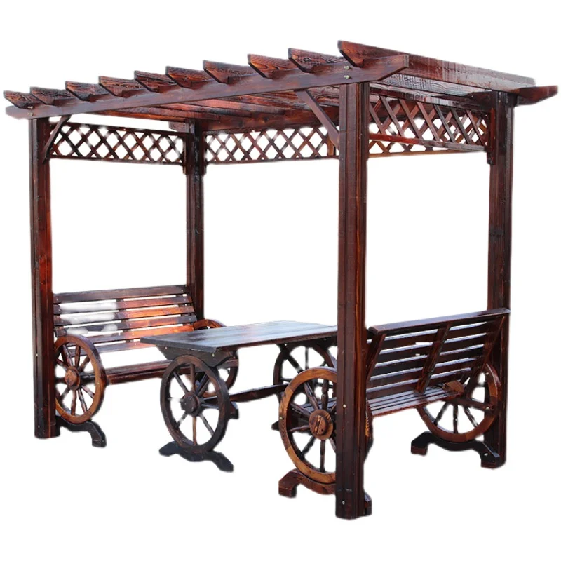 

Grape rack preservative wood pavilion carbonized courtyard pavilion