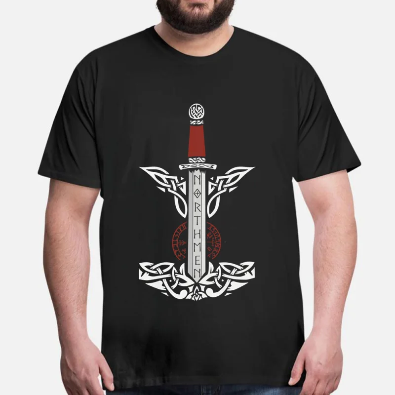 

0519 Retro Northmen Viking Sword Gift t shirt Short Sleeve Tee Norse Myth Valhalla Graphic Clothes All size tops S-6XL