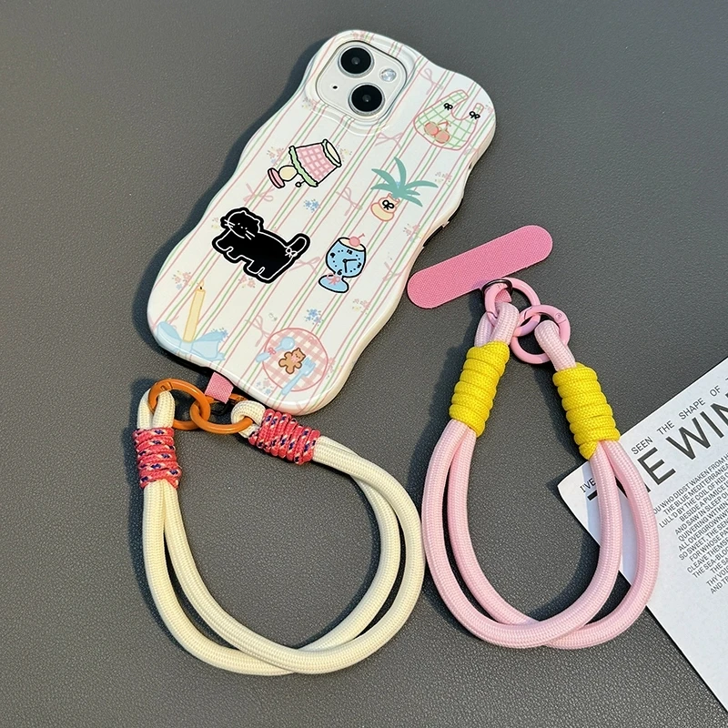 Cute Candy Colors Phone Chain Keychains Cellphone Strap Anti-lost Lanyard Keyrings Phone Wrist Straps Hanging Rope Accessories