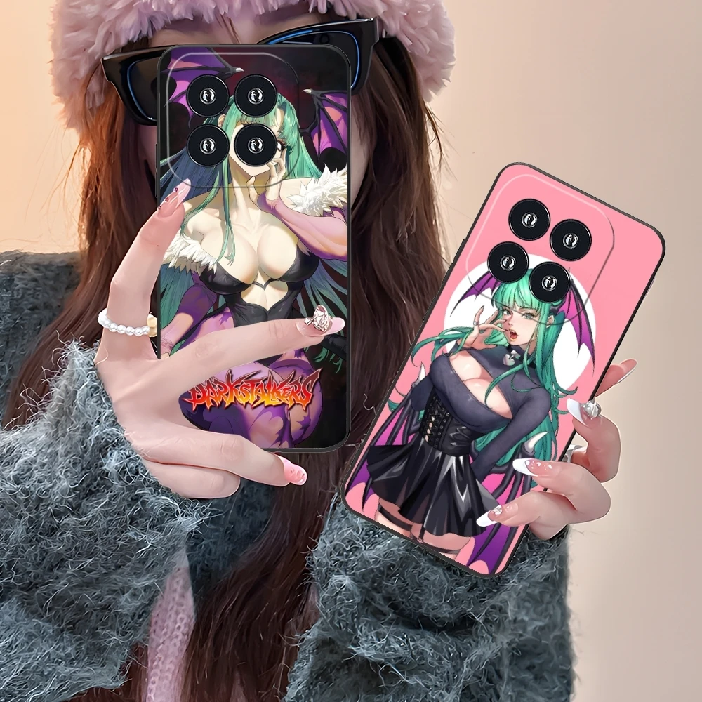 Darkstalkers Morrigan Mobile Cell Phone Case for Xiaomi 14 13 12 11 10 9 T Ultra Lite Pro S SE X 5G Black Soft Phone Cover Shell