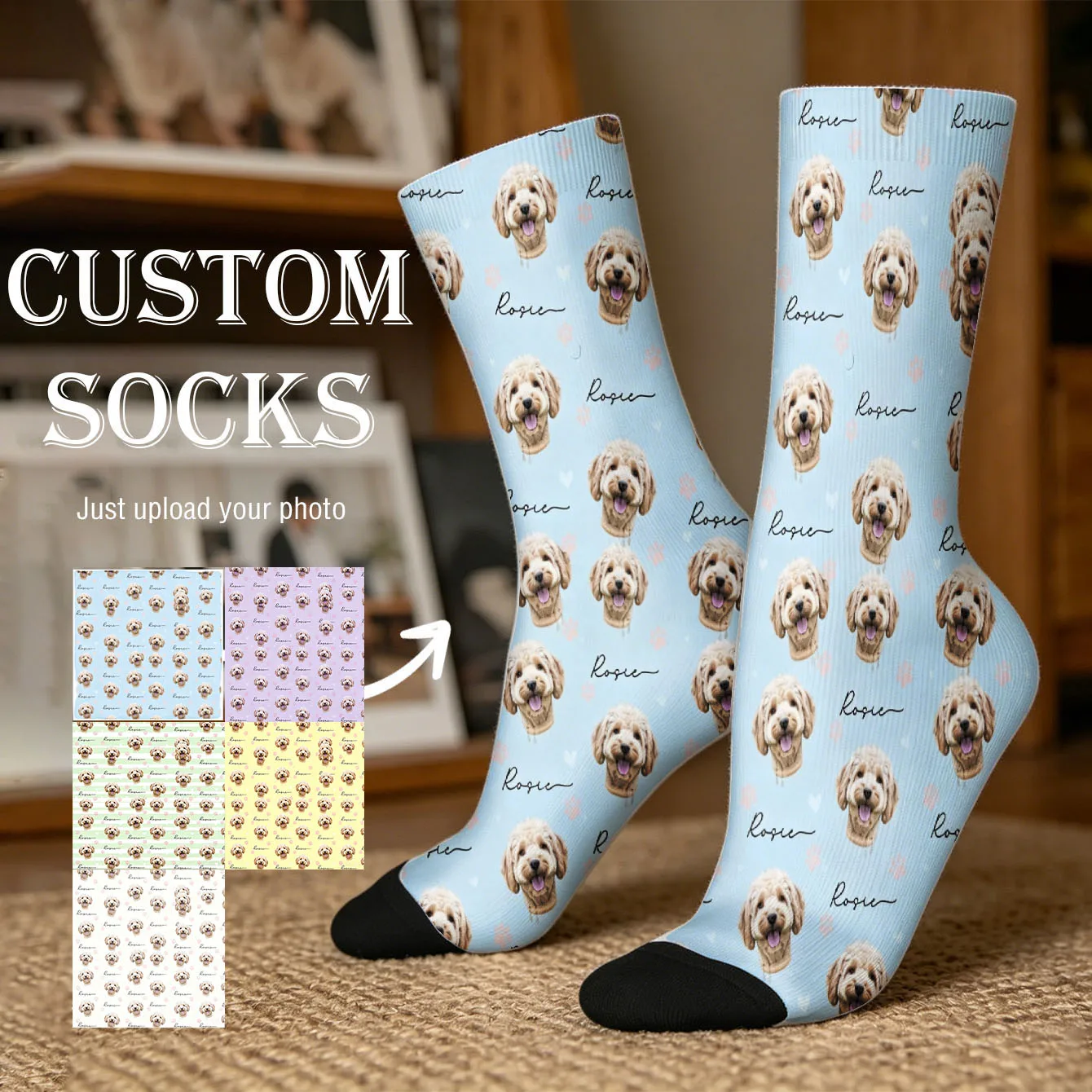 1 Pair of Custom Socks Featuring Stylish Designs with Photos Romantic Gift SocksAnniversary Gifts for Couples Valentine's Day