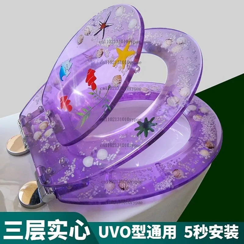 Resin twin-piece toilet cover suitable for both adults and children, thickened design, old-fashioned style
