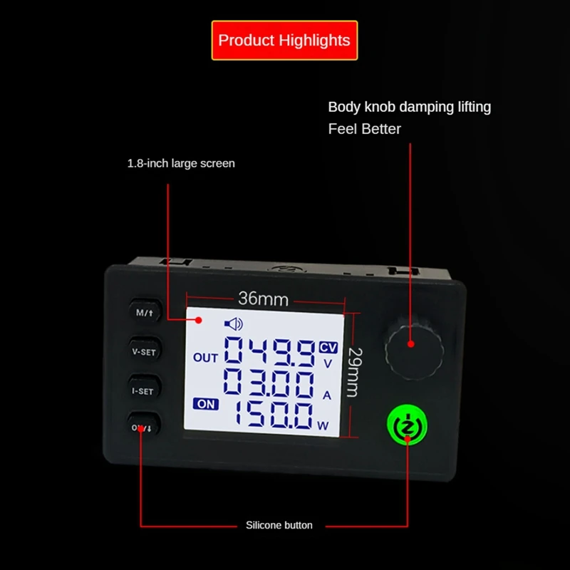 Imagem -02 - Cnc Step-down dc Power Supply Pcb Preto Tensão Ajustável e Tensão Constante Módulo de Corrente Constante Zk10022