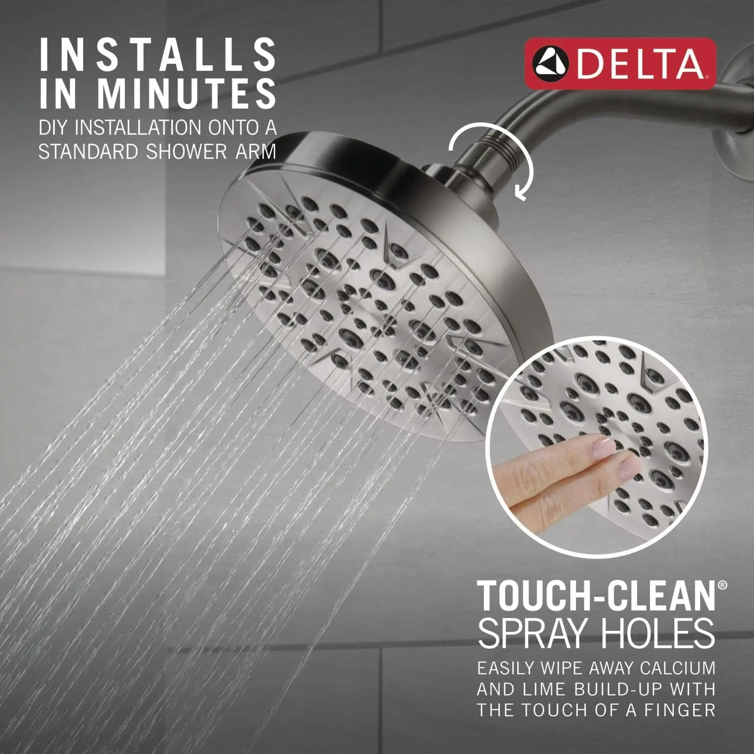 High Pressure 6-Setting Chrome Shower Head with 1.75 GPM Flow Rate and Easy-Clean Design