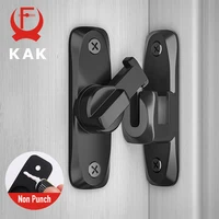 KAK-cerradura de puerta con cerrojo sin perforaciones, cerraduras de gabinete negras, cerradura de seguridad para niños, puerta corrediza de Granero, Hardware de bloqueo de gancho antipried